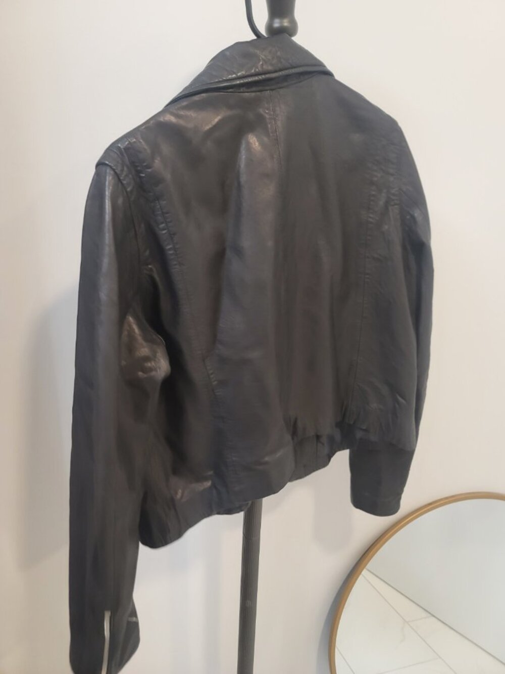 Madewell The Washed Leather Motorcycle Jacket in True Black Xl Lamb Leather - Picture 7 of 7